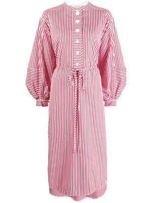 Lee Mathews striped cotton midi dress - Red