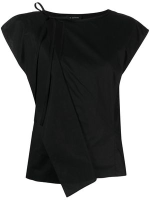 Lee Mathews tie-fastening asymmetric cotton top - Black