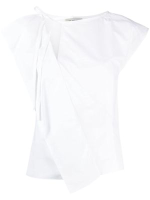 Lee Mathews tie-fastening asymmetric cotton top - White