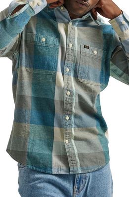 Lee Relaxed Fit Worker Plaid Cotton & Linen Button-Up Shirt in Ecru