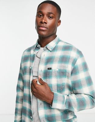 Lee riveted check heavy flannel relaxed fit shirt in green