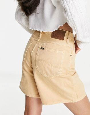 Lee stella a-line denim shorts in sunset gold-Yellow