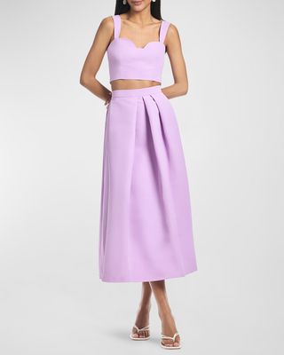 Leighton Pleated A-Line Midi Skirt