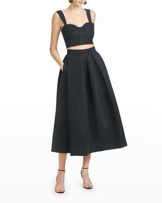 Leighton Pleated Circle-Cut Skirt