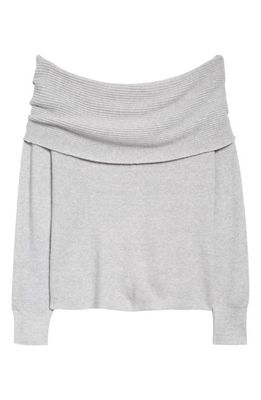Leith Off the Shoulder Sweater in Grey Light Heather