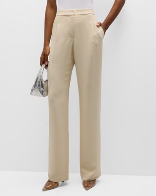Leith Pleated-Front Straight-Leg Pants