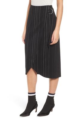 Leith Side Tie Midi Skirt in Black Mixed Stripe