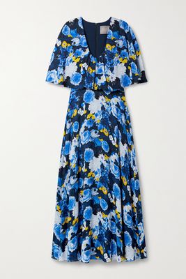 Lela Rose - Floral-print Georgette Midi Dress - Blue