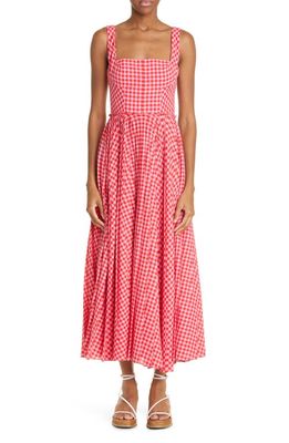 Lela Rose Gingham Check Featherweight Dress in Cherry