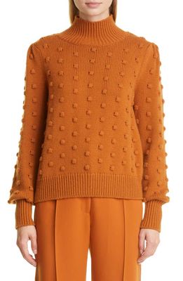 Lela Rose Popcorn Stitch Wool & Cashmere Sweater in Ginger