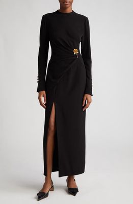 Lela Rose Rose Detail Long Sleeve Sheath Dress in Black