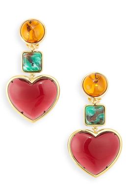 Lele Sadoughi Candy Heart Triple Drop Earrings in Beloved Baroque