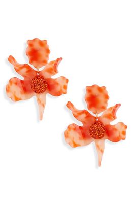 Lele Sadoughi Crystal Lily Drop Earrings in Papaya