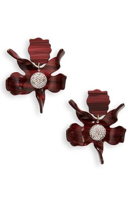 Lele Sadoughi Crystal Lily Earrings in Cherry Red