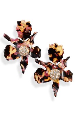 Lele Sadoughi Crystal Lily Earrings in Rose Tortoise