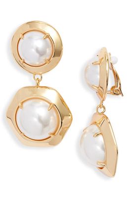 Lele Sadoughi Geo Bezel Drop Earrings in Pearl
