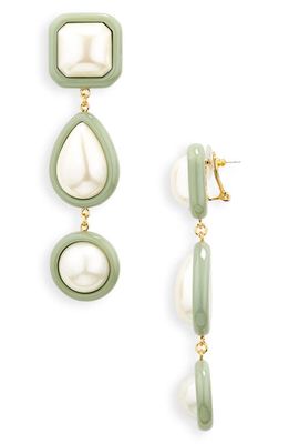 Lele Sadoughi Imitation Pearl Linear Drop Earrings in Pearl Fog