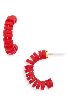 Lele Sadoughi Majorca Beaded Hoop Earrings in Cherry Red