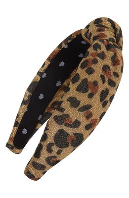 Lele Sadoughi Metallic Cheetah Print Headband in Gold Leopard