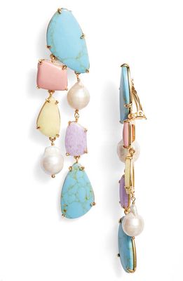 Lele Sadoughi Pastel Rainbow Pebble Chandelier Clip-On Earrings
