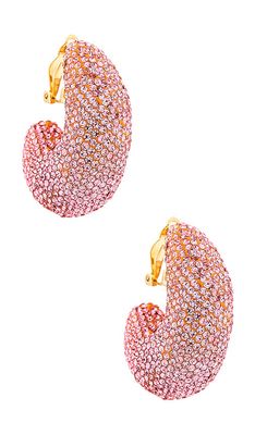 Lele Sadoughi Pave Dome Hoop Clip On Earrings in Pink.