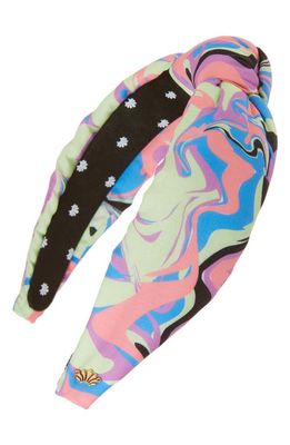 Lele Sadoughi Print Knotted Headband in Fusion Marble Pink