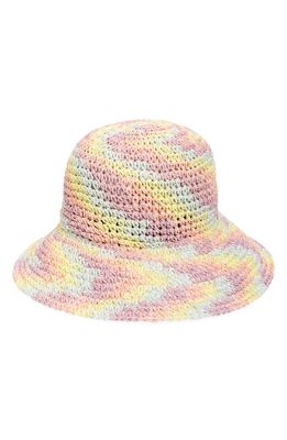 Lele Sadoughi Rainbow Raffia Bucket Hat in Pastel Playa