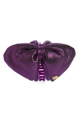 Lele Sadoughi Simone Metallic Bow Claw Hair Clip in Groovy Grape