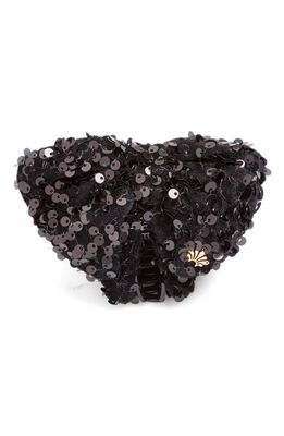Lele Sadoughi Simone Sequin Bow Claw Hair Clip in Jet