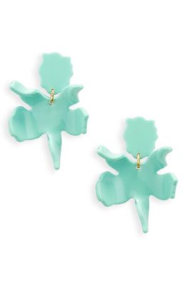 Lele Sadoughi Small Paper Lily Drop Earrings in Sea Glass