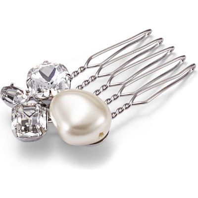 LELET NY Aria Imitation Pearl & Mixed Crystal Hair Comb in Rhodium 