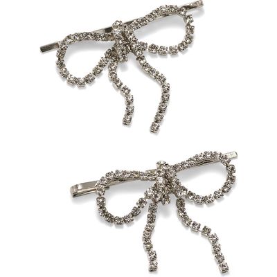 LELET NY Jodie 2-Pack Crystal Bow Bobby Pins in Rhodium