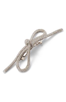 LELET NY Sasha Crystal Bow Barrette in Rhodium