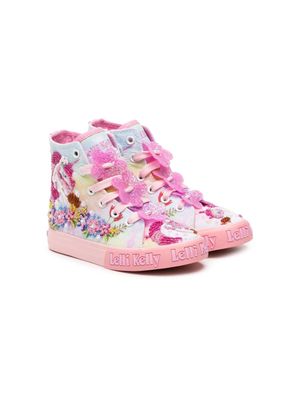 Lelli Kelly Unicorn rainbow-print beaded sneakers - Pink