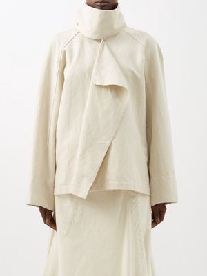 Lemaire - Asymmetric-front Cotton-blend Blouse - Womens - Beige