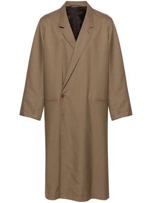LEMAIRE Asymmetric mid-length twill coat - Brown
