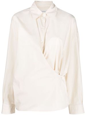 Lemaire asymmetric wrap-front shirt - Neutrals
