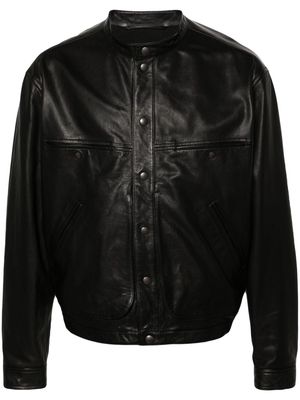 LEMAIRE band-collar leather jacket - Black