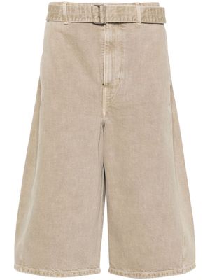 LEMAIRE belted denim shorts - Neutrals