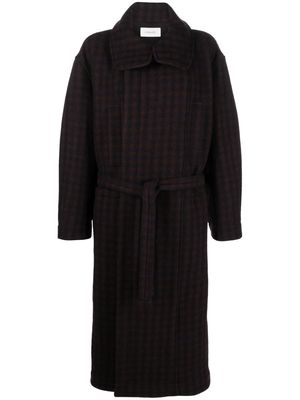 Lemaire belted houndstooth coat - Brown