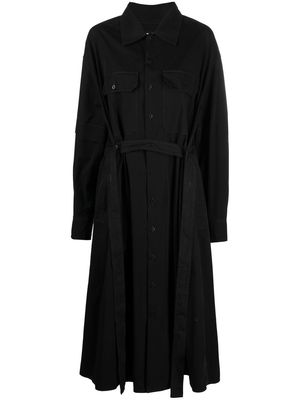 Lemaire belted long-sleeved shirtdress - Black