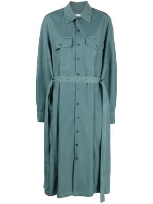 Lemaire belted long-sleeved shirtdress - Green