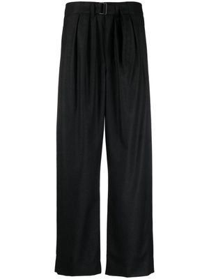 Lemaire belted pleated cashmere-blend trousers - Grey