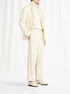 Lemaire - Belted Pleated-twill Suit Trousers - Mens - Cream