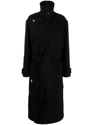Lemaire belted single-breasted coat - Black