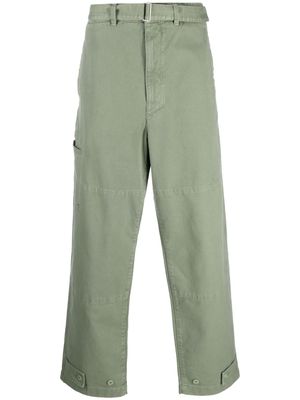 Lemaire belted-waist straight-leg trousers - Green