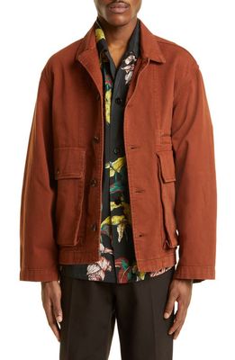 Lemaire Boxy Cotton Twill Jacket in Br456 Brick Brown