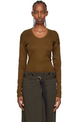 Lemaire Brown Cotton Long Sleeve T-Shirt
