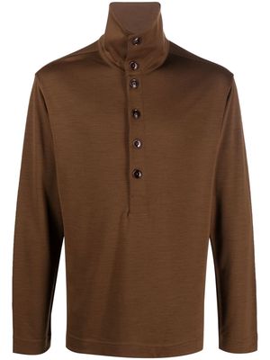 Lemaire buttoned-up high-neck jumper - Brown