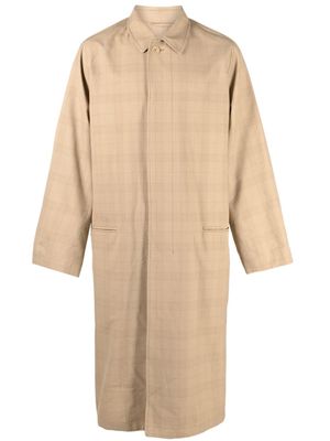 Lemaire check-print wool coat - Brown